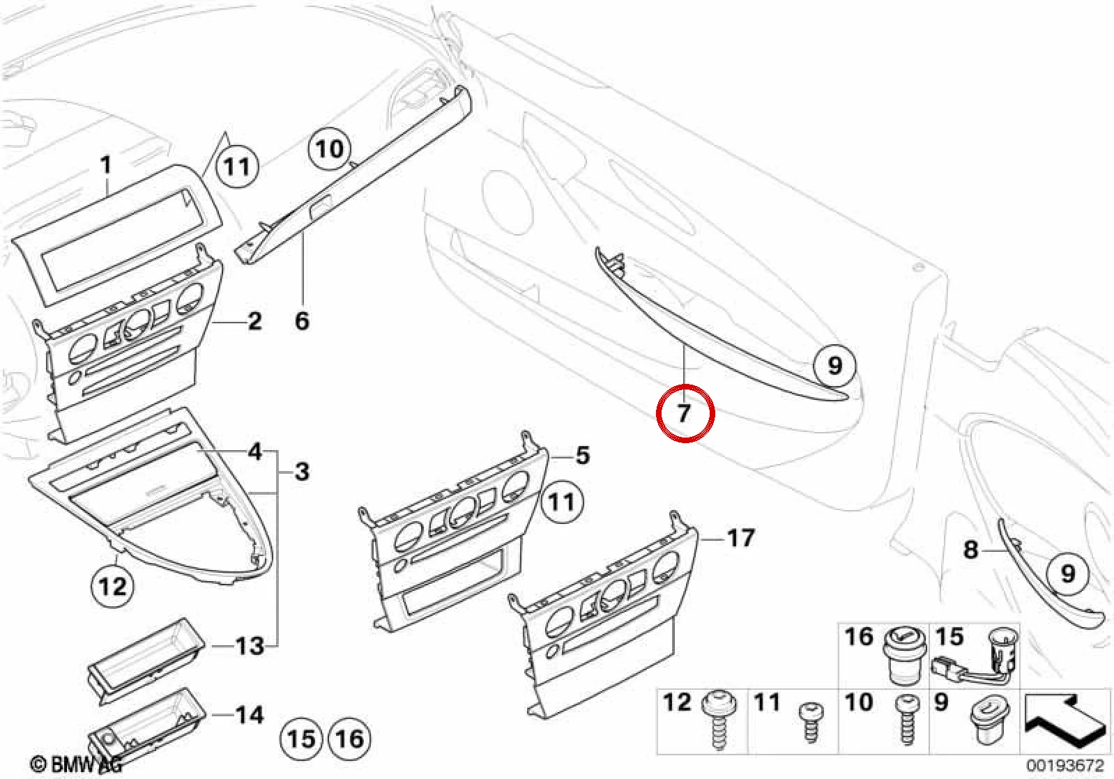 BMW 6 Serisi E63 E64 Ön Sağ Kapı Alüminyum Çıta 51416960898