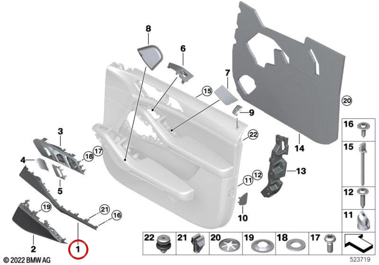 BMW G05 G07 Sol Kavak Ahşap Çıta 51416994737