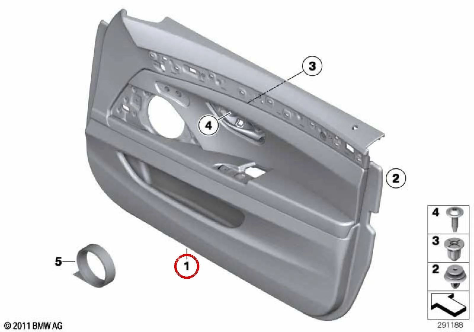 BMW 5 Serisi F10 F11 Ön Sağ Deri Kapı Döşemesi 51417273054