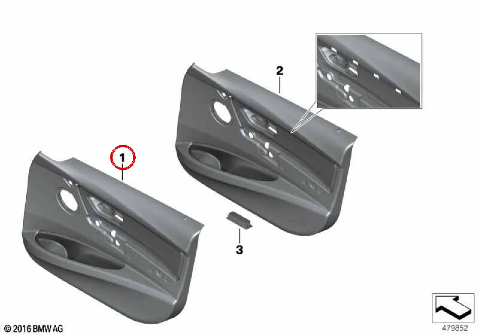 BMW 3 Serisi F30 F31 Ön Sol Deri Kapı Döşemesi 51417279161