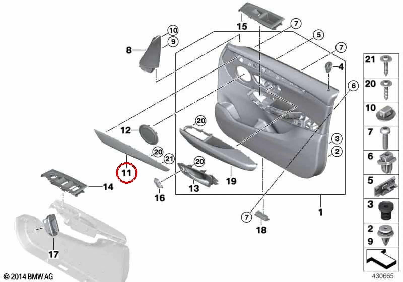 BMW 2 Serisi F45 F46 Sol Kapı Dekoratif Çıtası 51417370507
