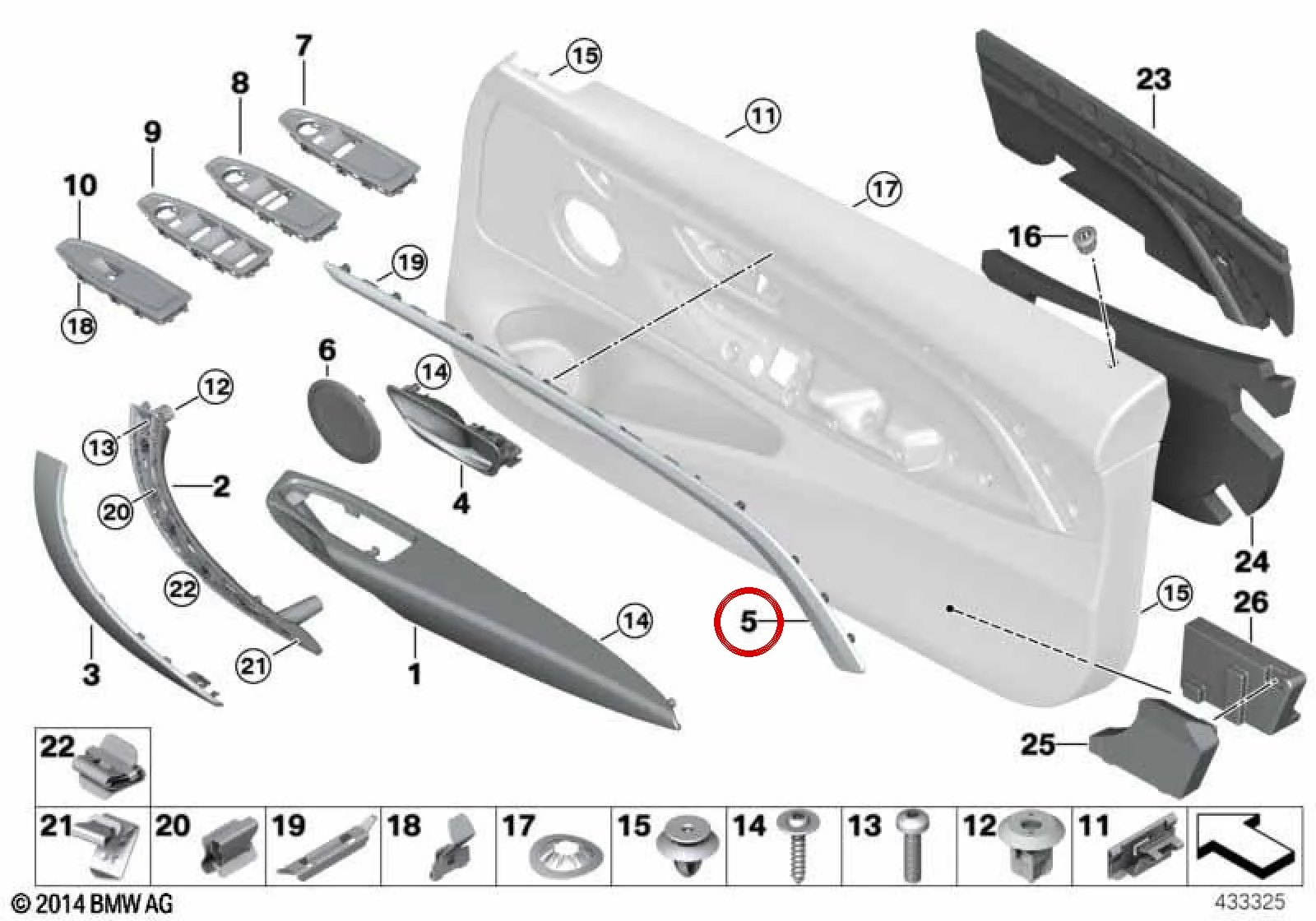 BMW 4 Serisi F32 F33 F83 Ön Sol Dekor Çıtası 51417389535