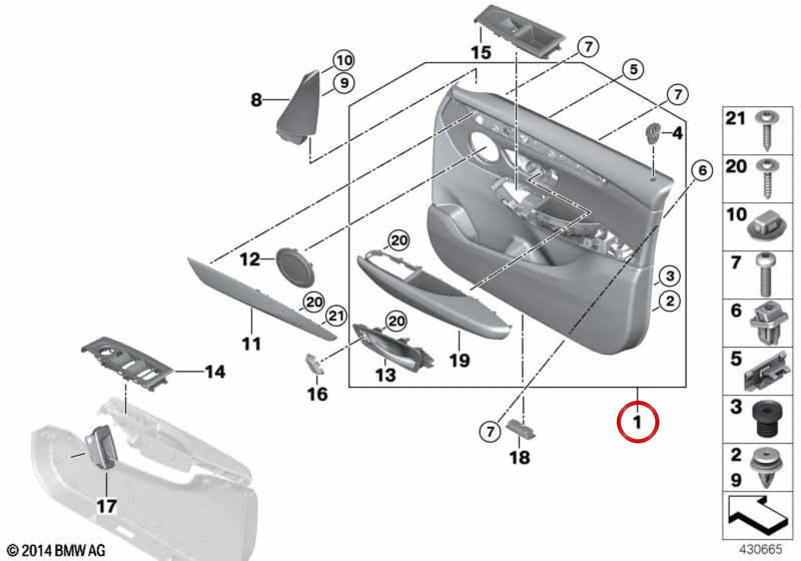 BMW 2 Serisi F45 F46 Ön Sağ Kapı Döşemesi 51417404804