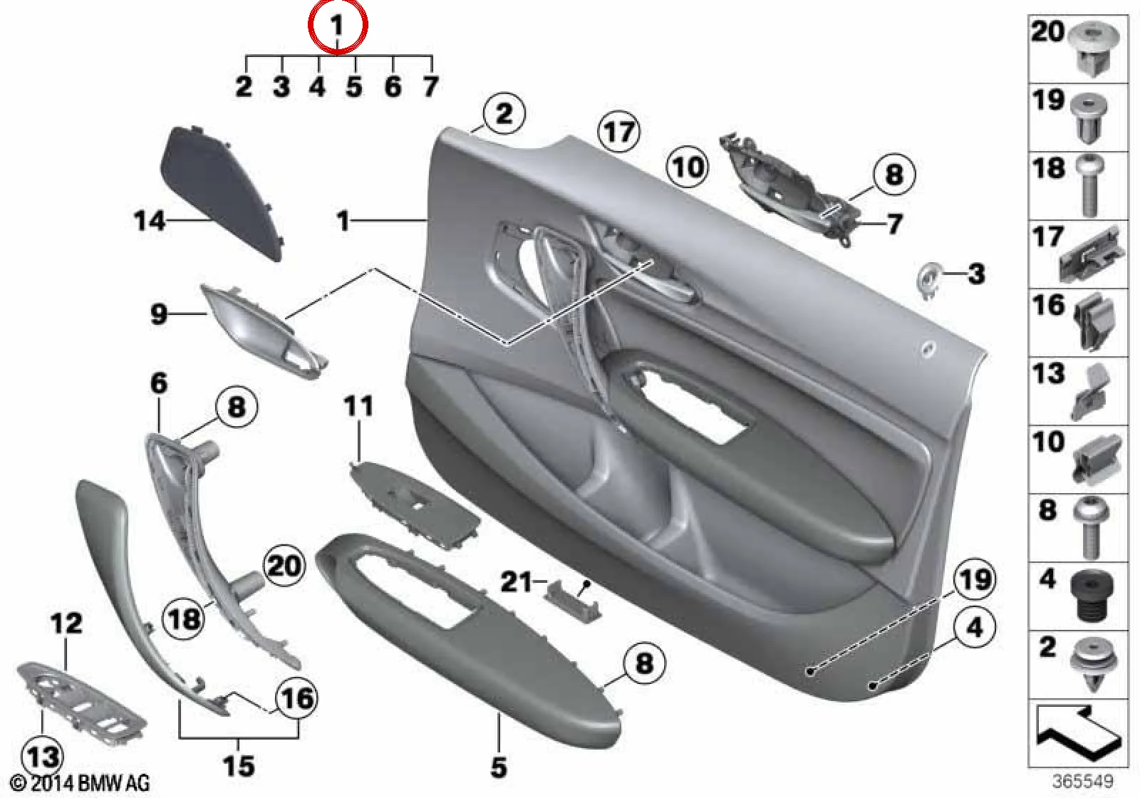 BMW 1 Serisi F20 Ön Sol Kumaş Kapı Döşemesi 51417409903