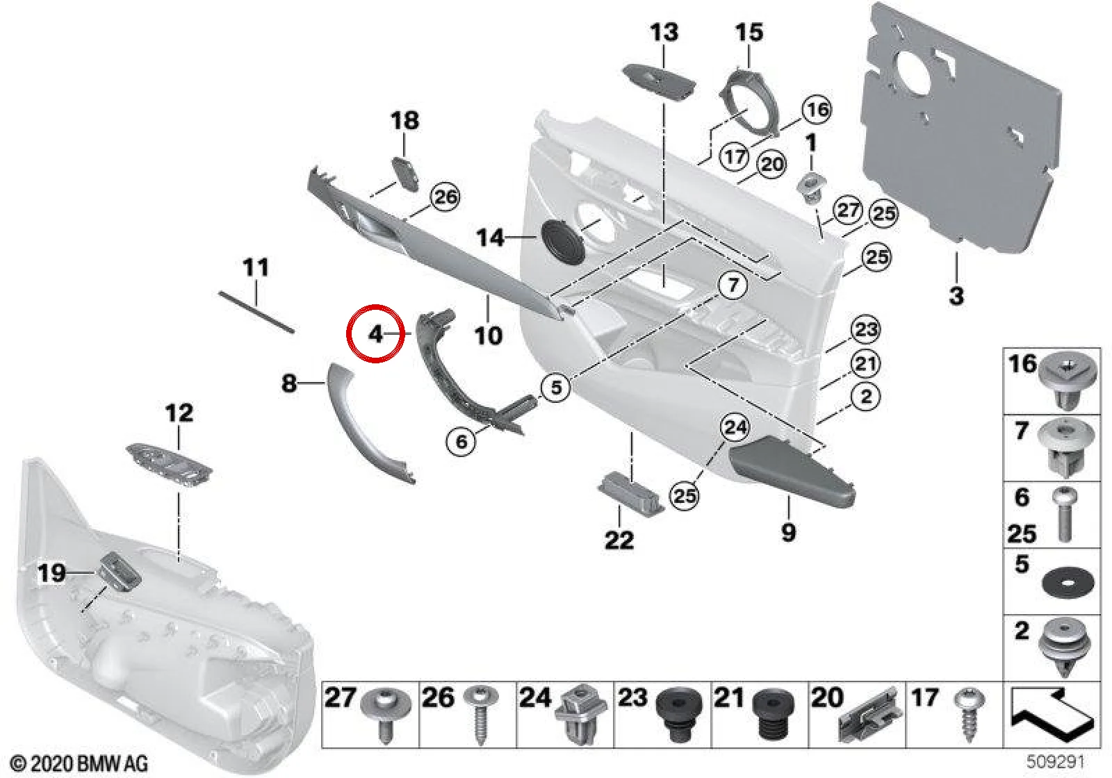 BMW X1 F48 F49 Sol Kapı Tutamağı Braketi 51417417507