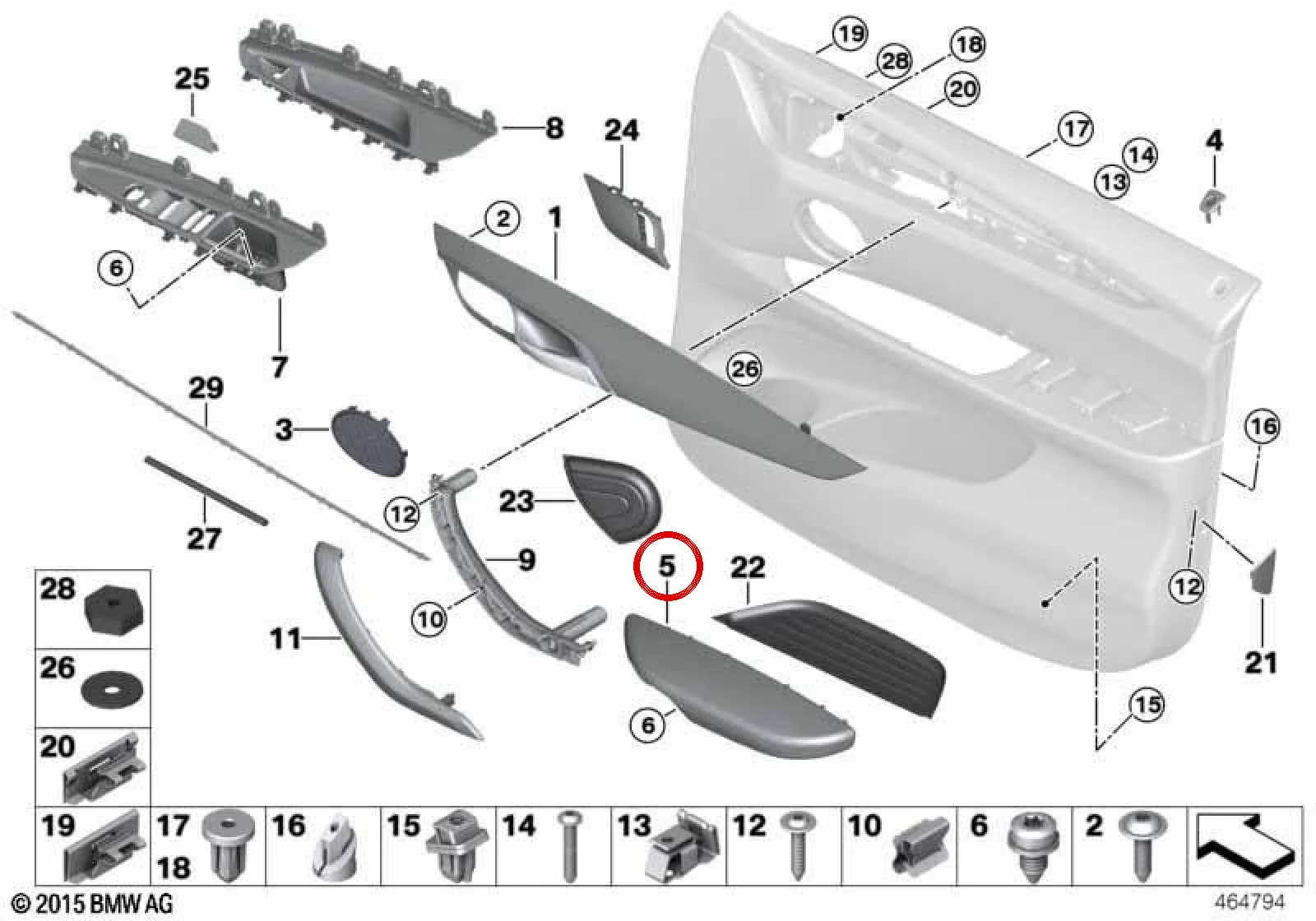 BMW F15 F16 Ön Sağ Kapı Kolçağı 51417484544
