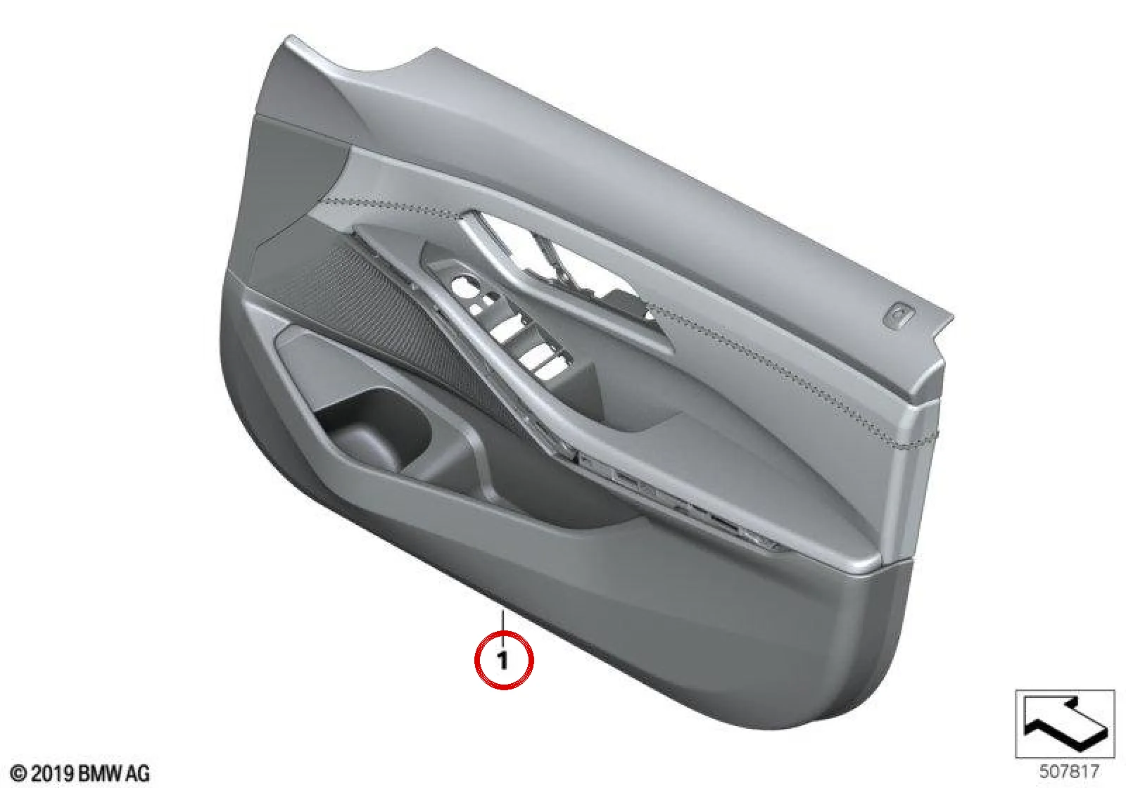 BMW 3 Serisi G20 G21 Ön Sol Deri Kapı Döşemesi 51417998693