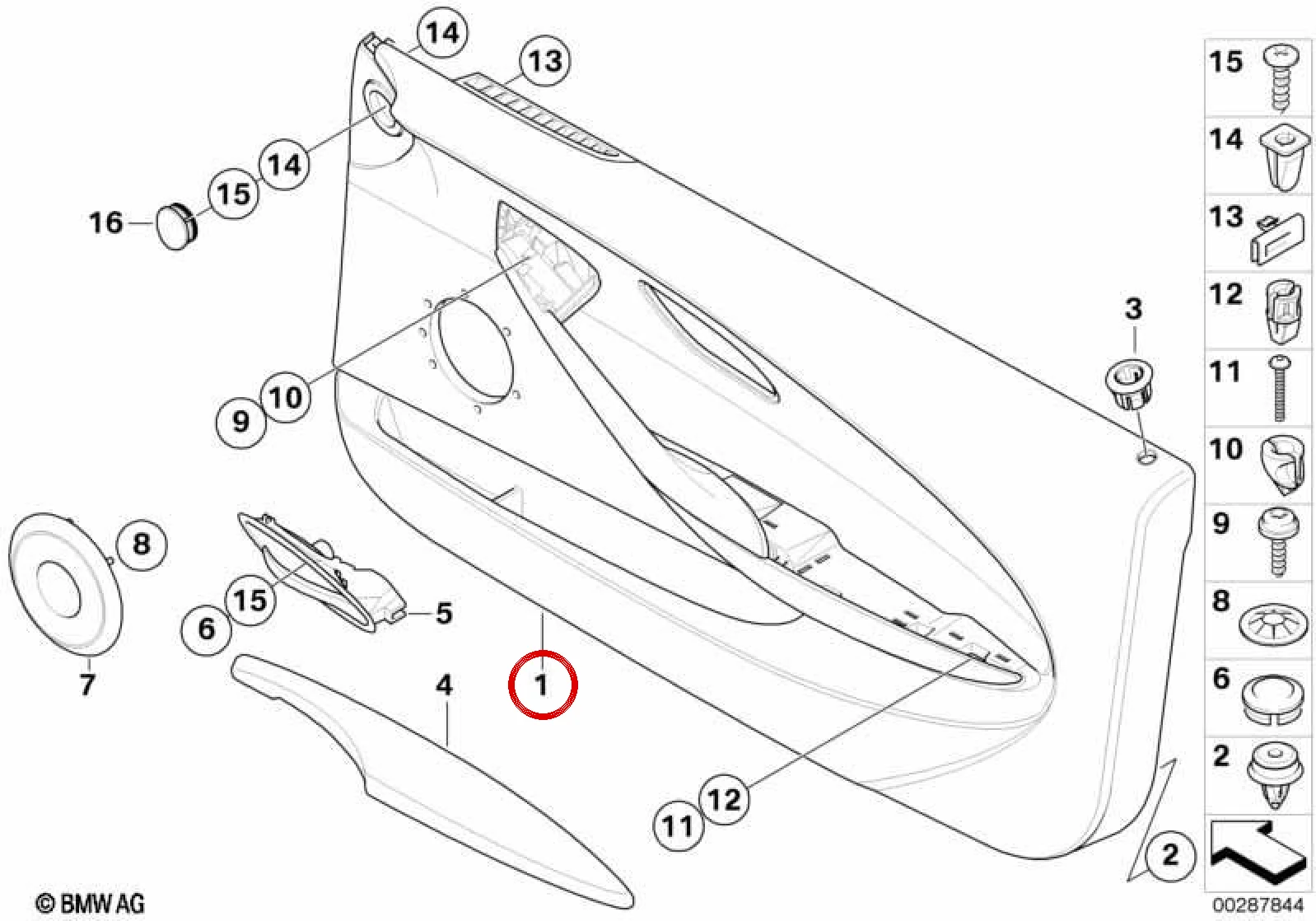 BMW 6 Serisi E63 E64 Sol Deri Kapı Döşemesi Siyah 51419138403