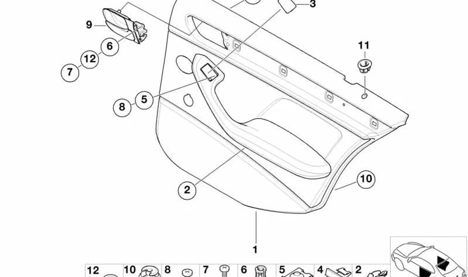 BMW 3 Serisi E46 Arka Sağ Kapı Döşemesi Antrasit 51427043010