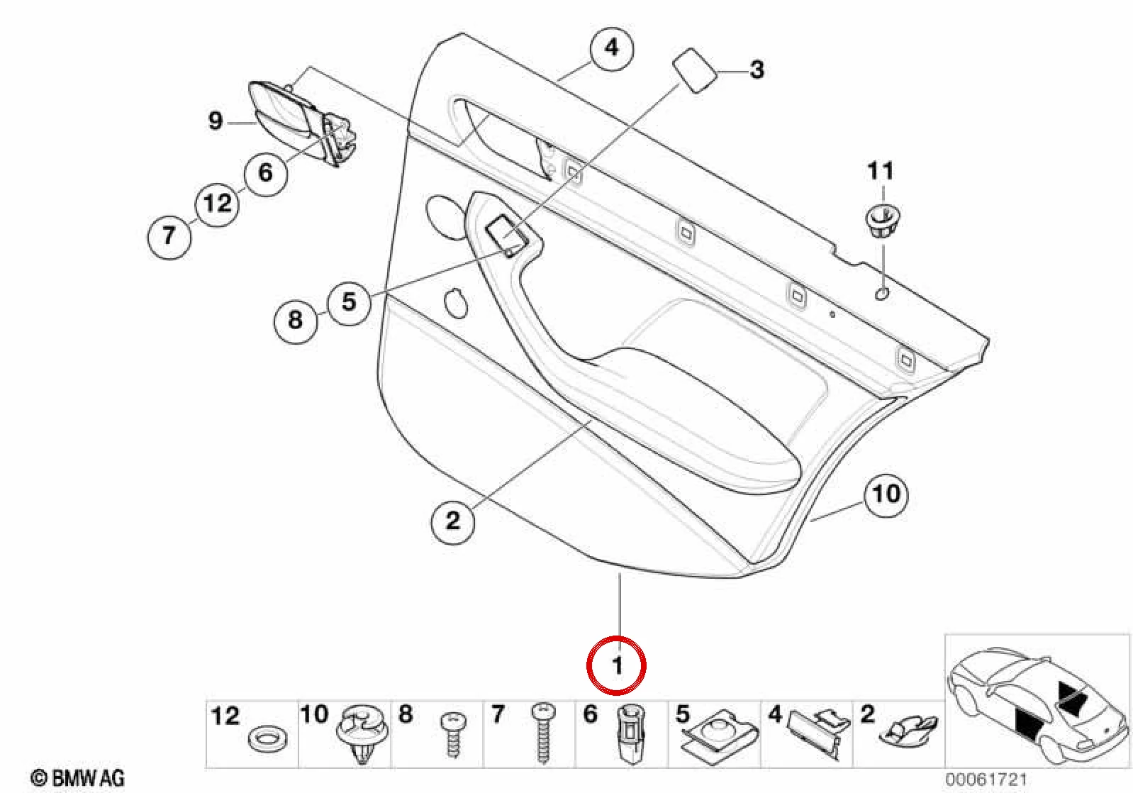 BMW 3 Serisi E46 Arka Sağ Kapı Döşemesi Antrasit 51427043010