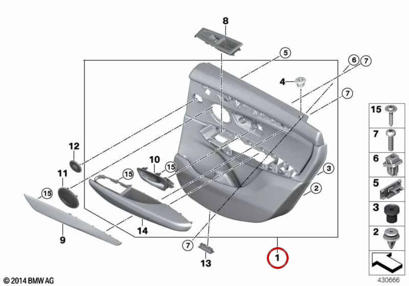 BMW 2 Serisi F45 Arka Sağ Kapı Paneli Oyster Gri 51427405048