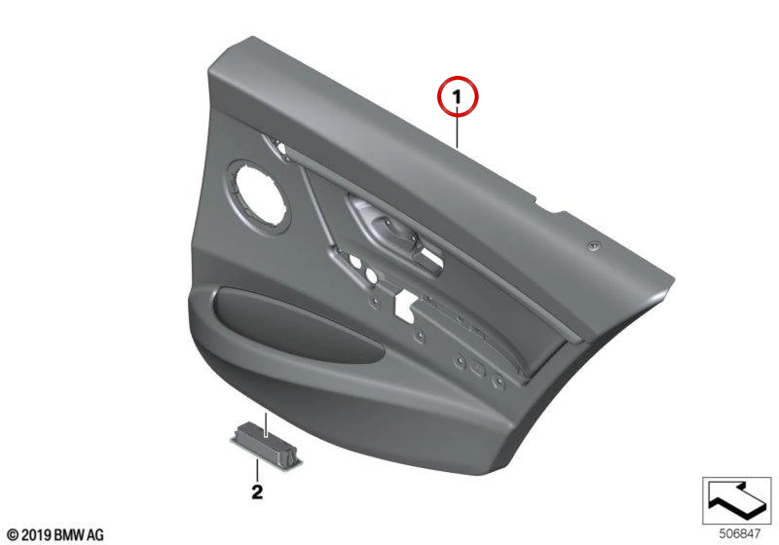 BMW 3 Serisi F30 F31 Arka Sol Deri Kapı Döşemesi Siyah 51427436607