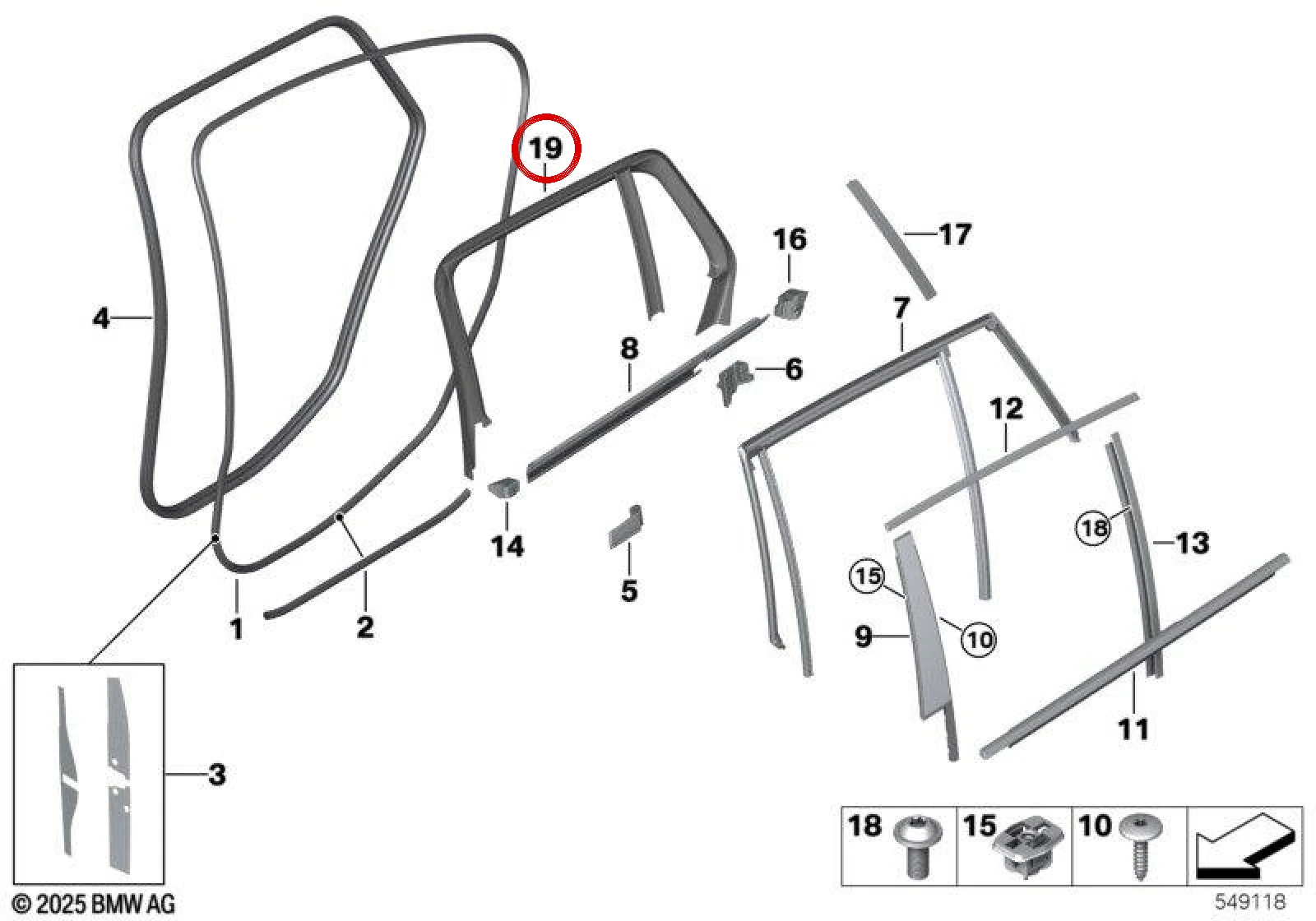 BMW 3 Serisi G21 Arka Sol Cam Çerçevesi Kapağı 51427939715
