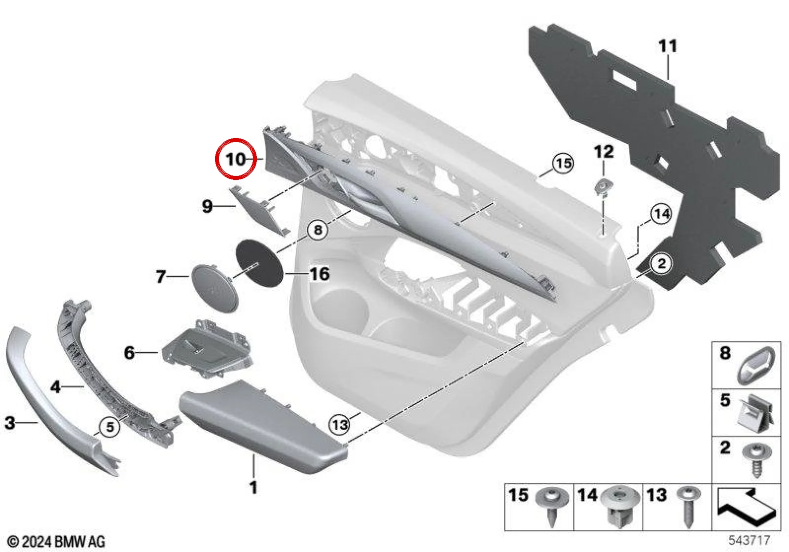 BMW G01 G02 Arka Sol Kapı Siyah Trim 51427940381