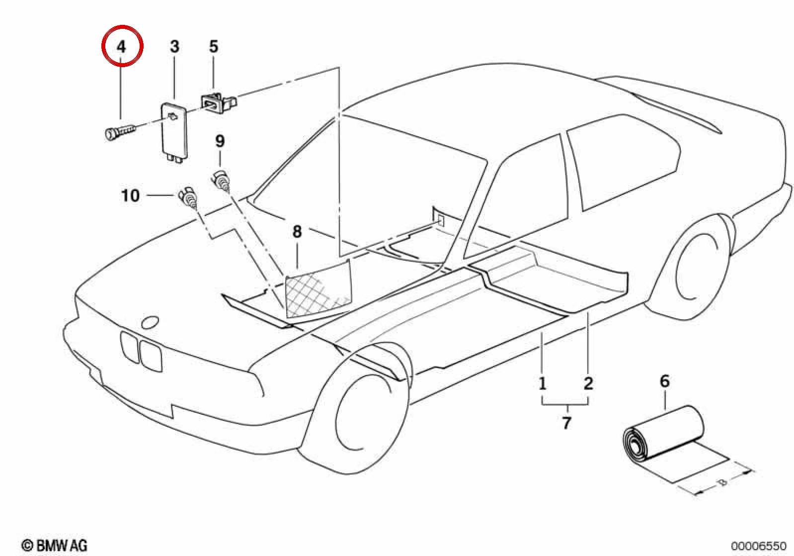 BMW E32 E34 Kırmızı Kaplama Sabitleme Düğmesi 51431949612