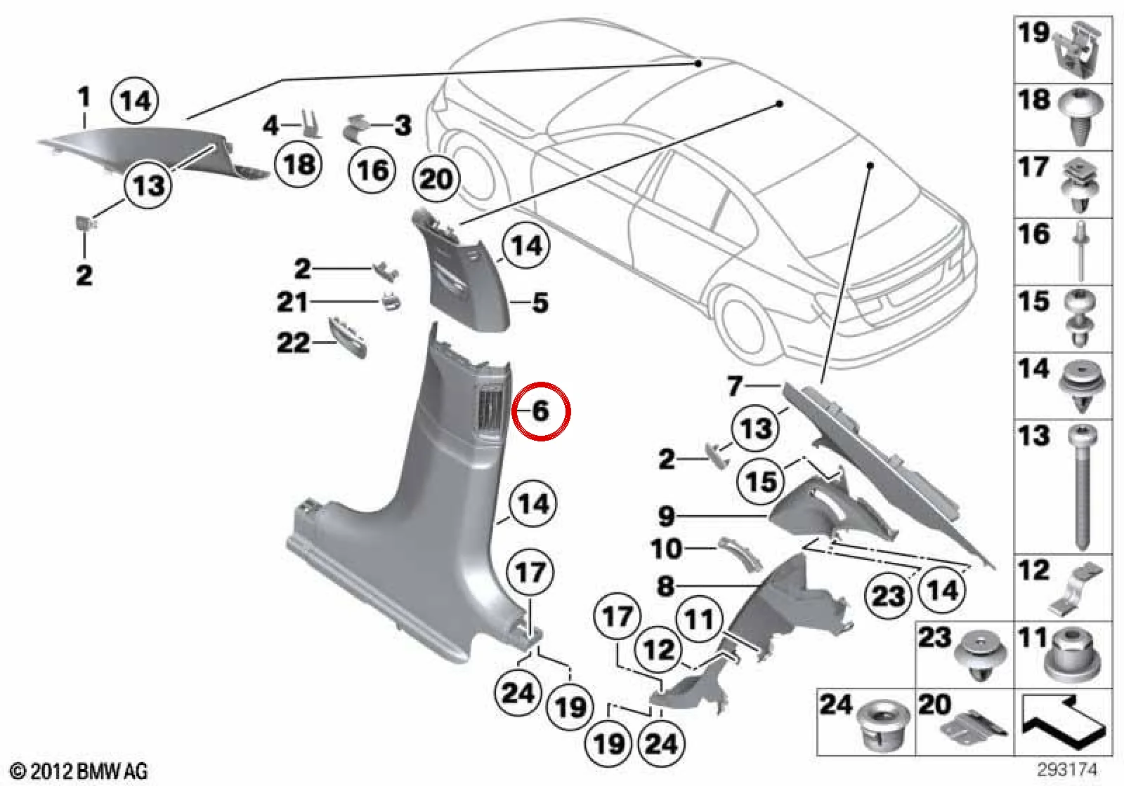 BMW 7 Serisi F01 F02 F04 Sağ B Direği Alt Kaplama Çıtası 51437340650