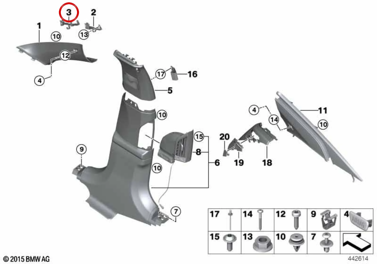 BMW 7 Serisi G11 G12 Sağ Alt A Direği Braketi 51437371844