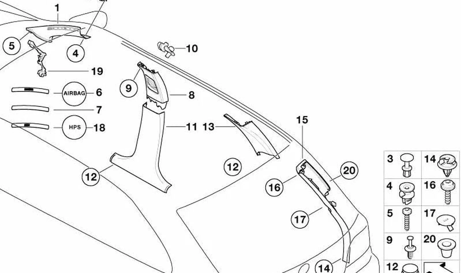 BMW 3 Serisi E46 Arka Sağ Direk Trim Kapağı Açık Gri 51438232022