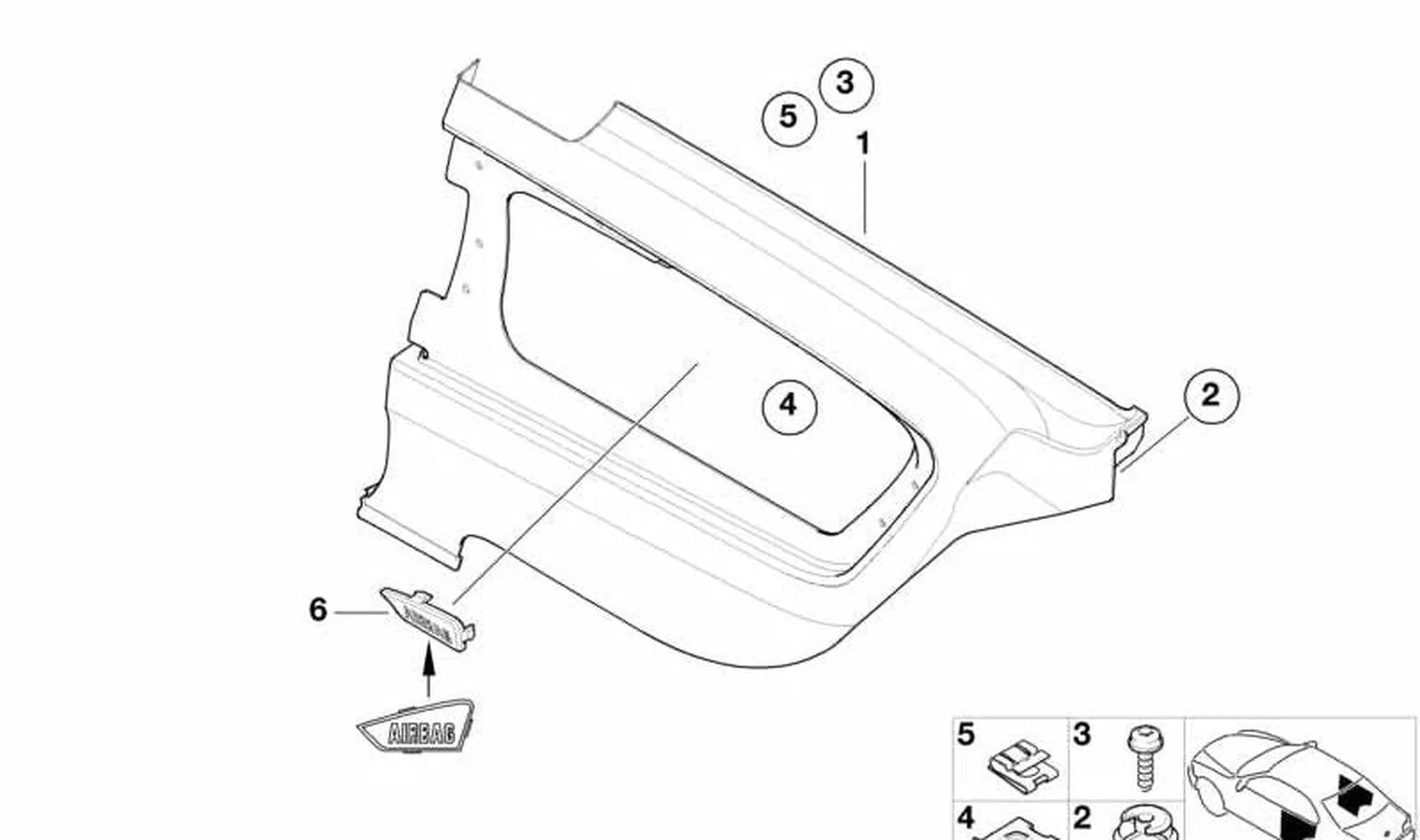 BMW 3 Serisi E46 Sol Yan Airbag Trim Kapağı Gri 51438253027