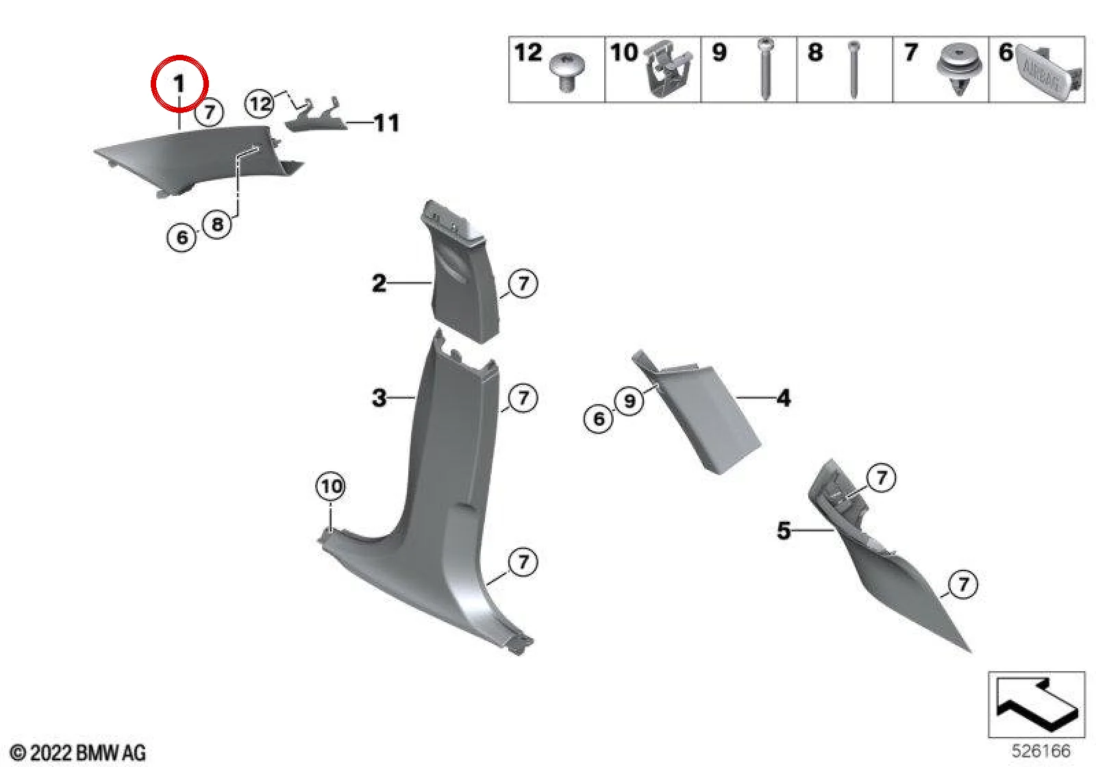 BMW X1 U11 Sol A Direği Kaplaması Siyah 51439462311