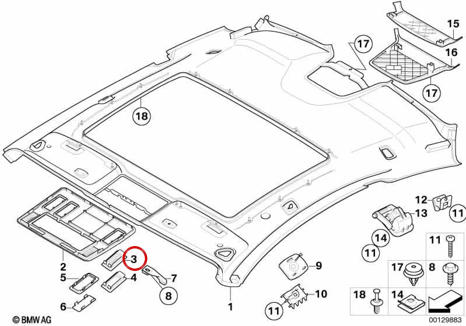 BMW 6 Serisi E63 E64 Mikrofon Kapağı Gri 51447073700