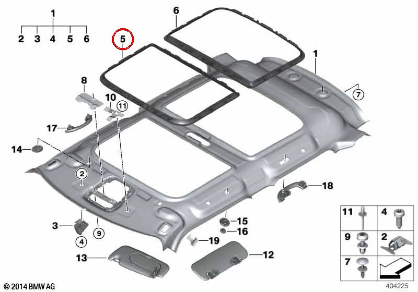 BMW MINI F54 F55 F56 F60 Panoramik Tavan Ön Çerçevesi 51447347691