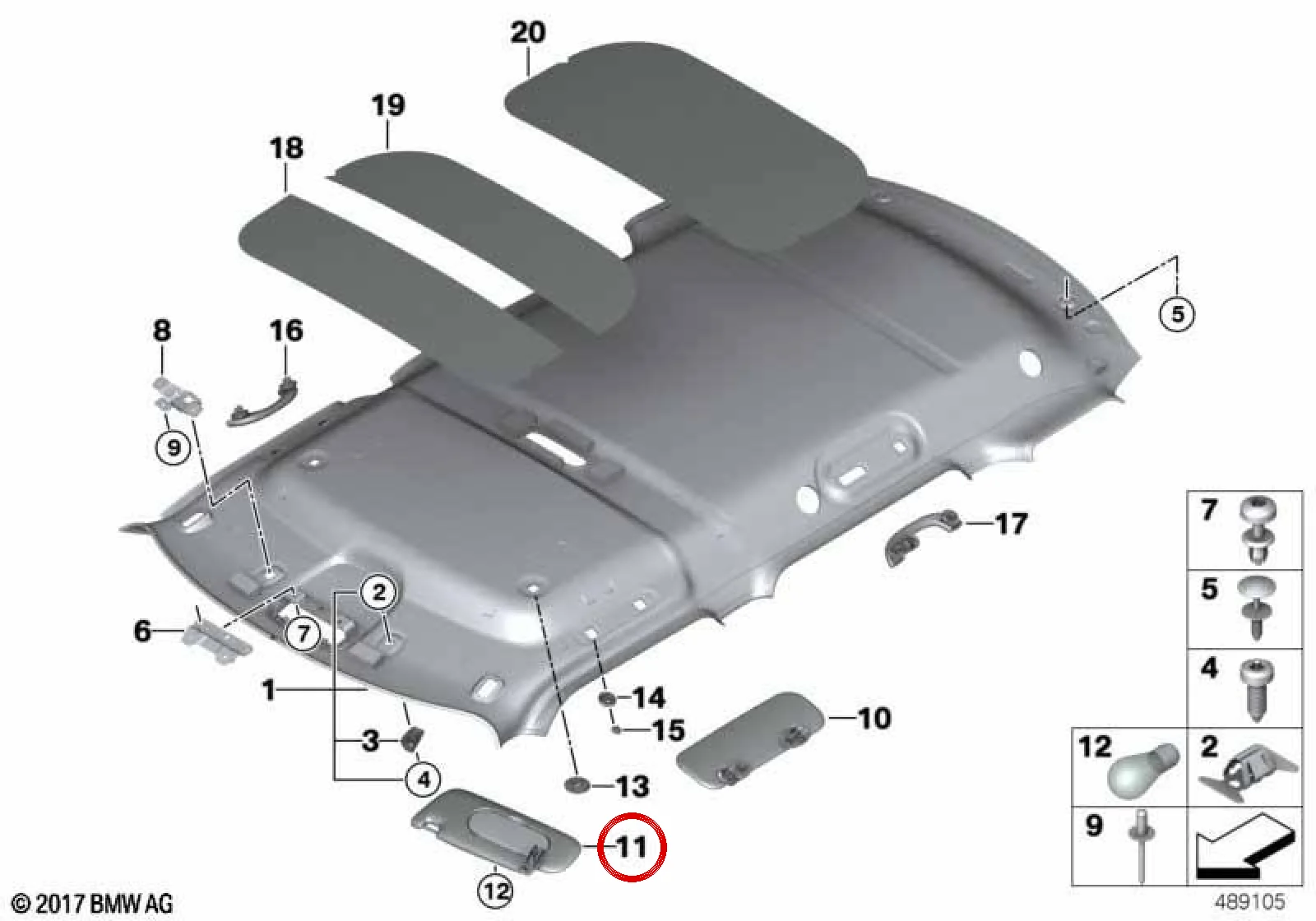 BMW MINI F54 Gri Etiketsiz Sağ Güneşlik 51447402920