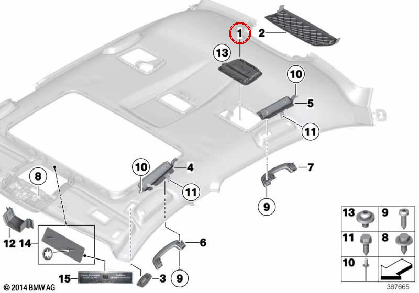 BMW F02 F04 F35 Arka Makyaj Aynası Antrasit 51447903799