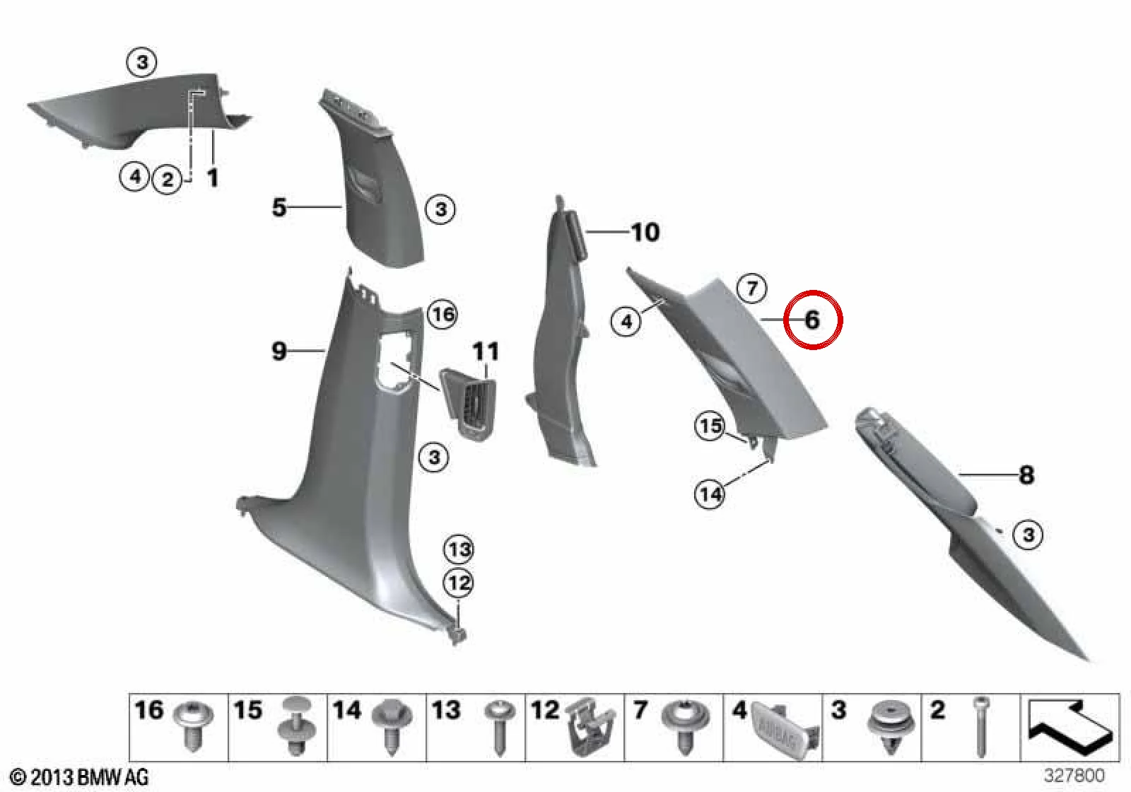 BMW X5 F15 F85 Sağ C Direği Üst Kapağı Antrasit 51448058898