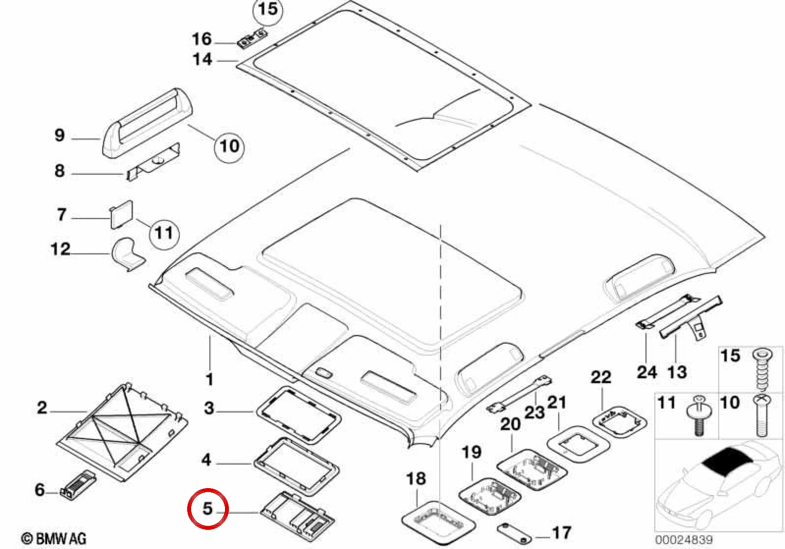 BMW E38 E39 Mikrofon Süs Kapağı Kum Bej 51448250117