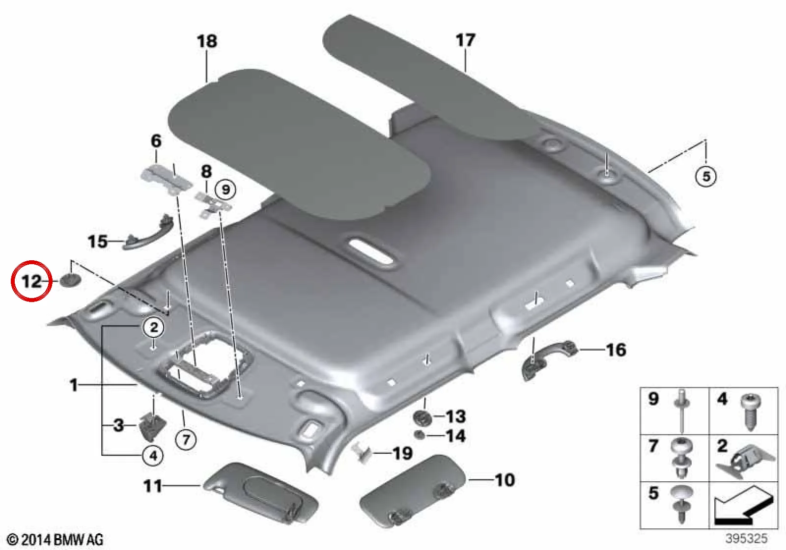 BMW MINI F54 F55 F56 F60 Tavan Döşemesi Kör Kapağı 51449472910