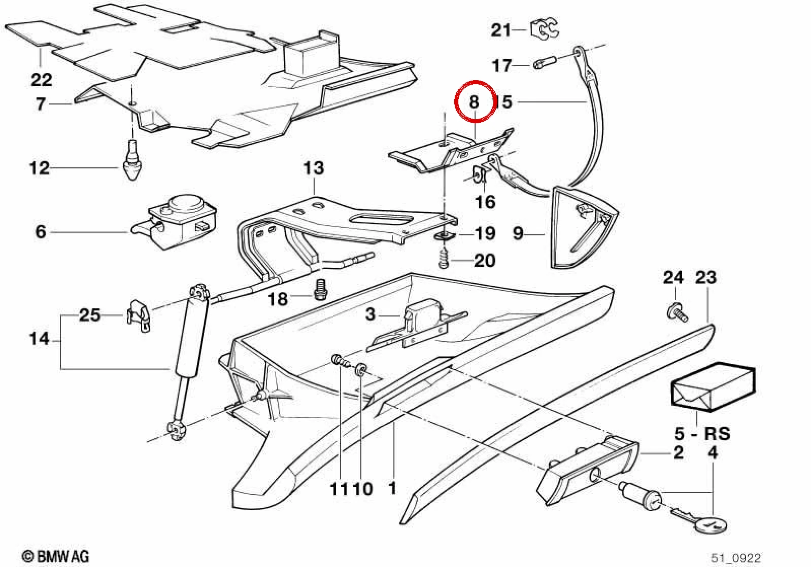 BMW 5 Serisi E34 Kapak Kilit Mandalı 51451946484