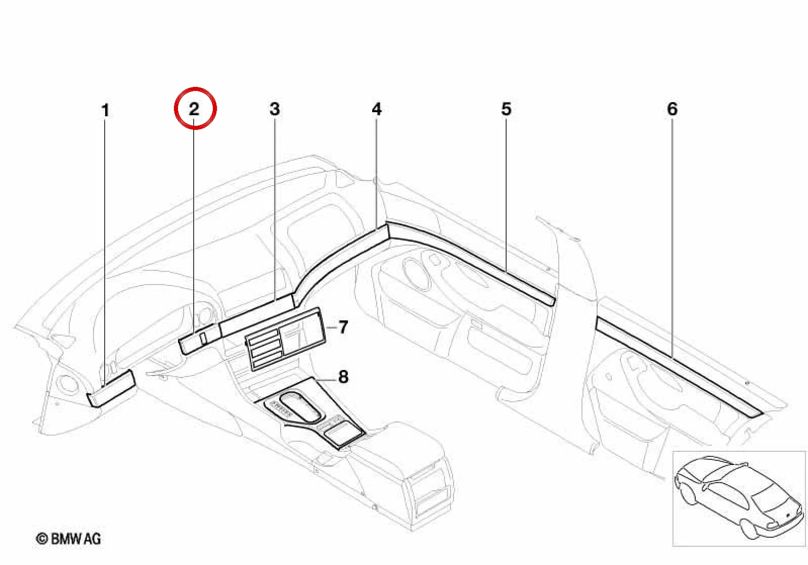 BMW 5 Serisi E39 Orta Sağ Titan Line Süs Çıtası 51452695568