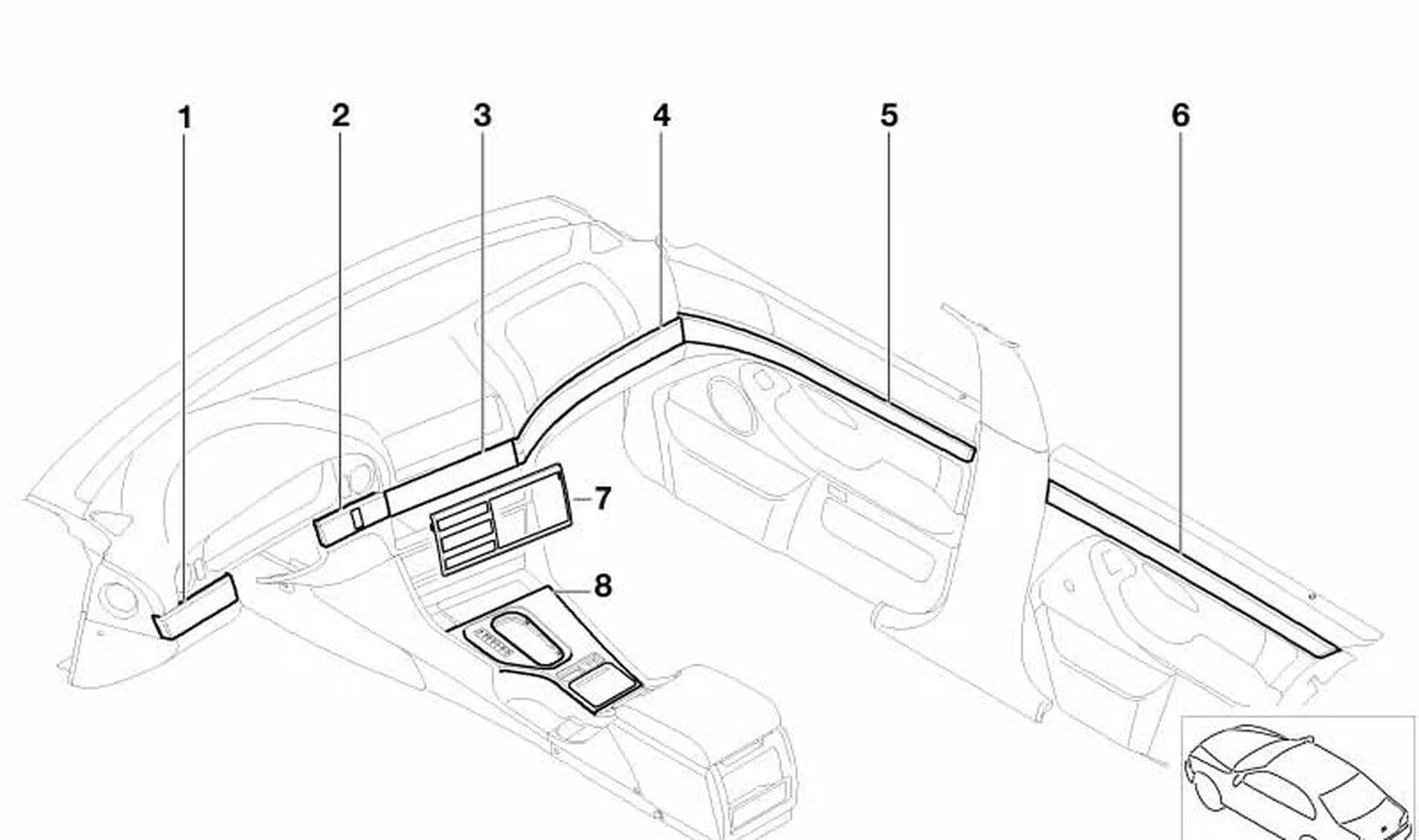 BMW 5 Serisi E39 Orta Sağ Mat Krom Süs Çıtası 51452695584
