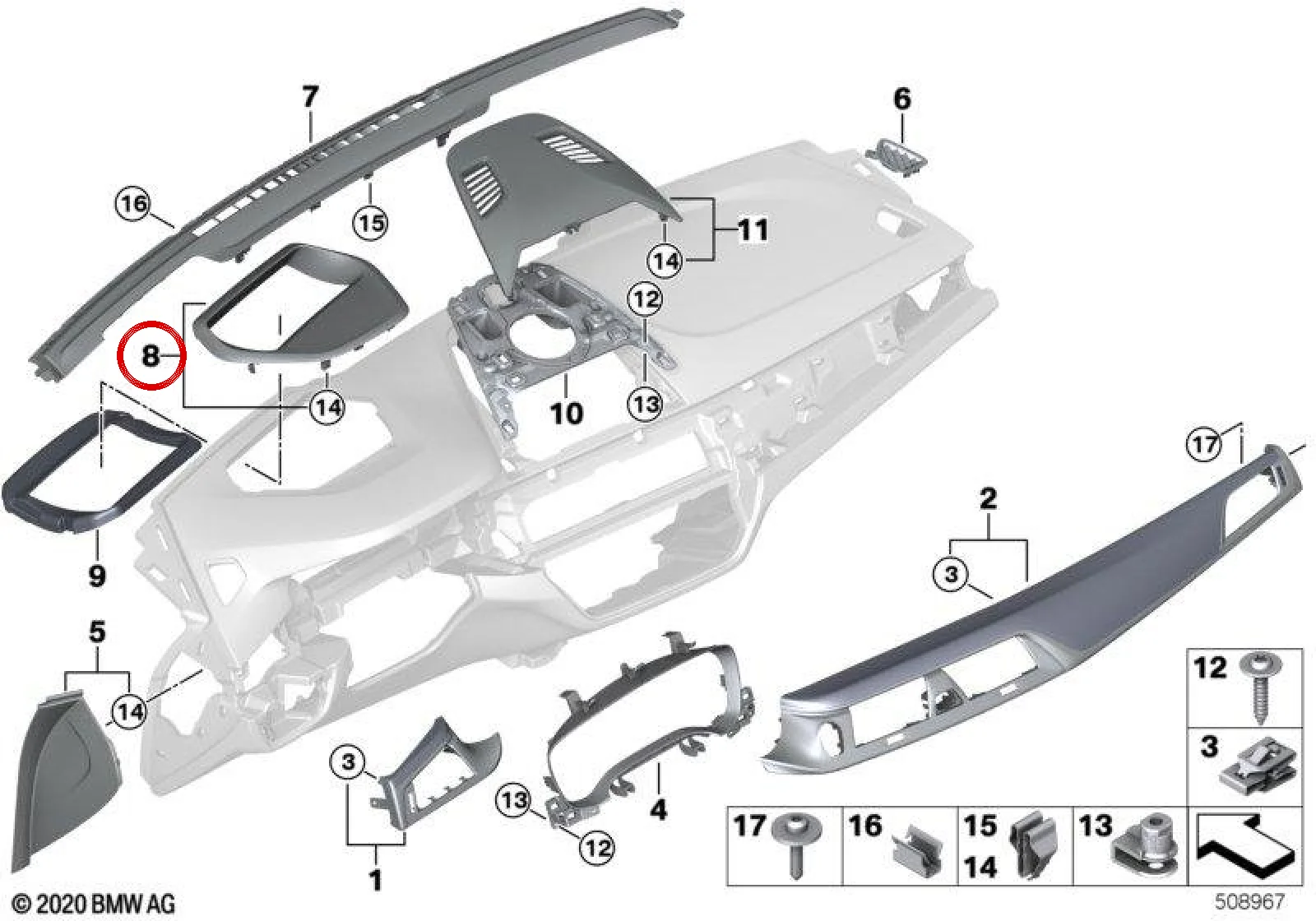 BMW 6 Serisi G32 Head-Up Display Kapağı 51456804937