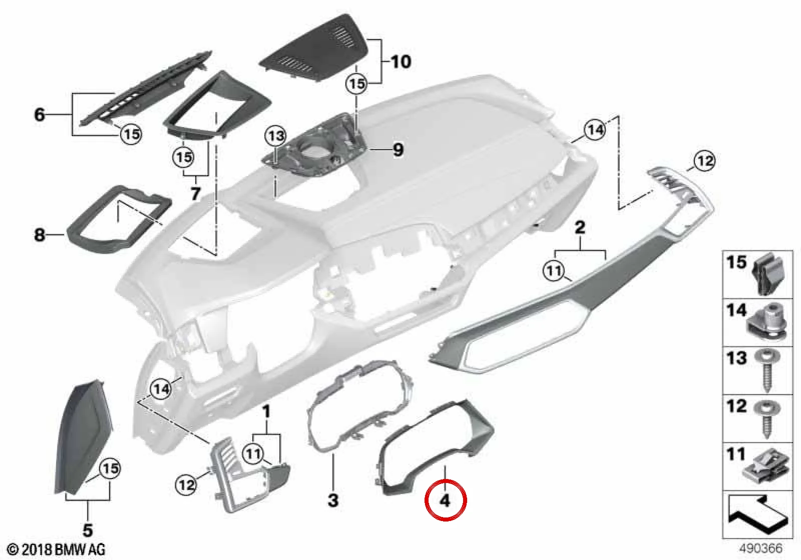 BMW G05 G06 G07 Gösterge Kadranı Çerçeve Kaplaması 51456818849