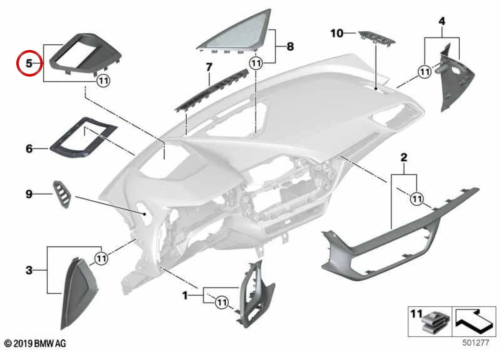 BMW F40 F44 Head-Up Display Dekor Kapağı 51456823252