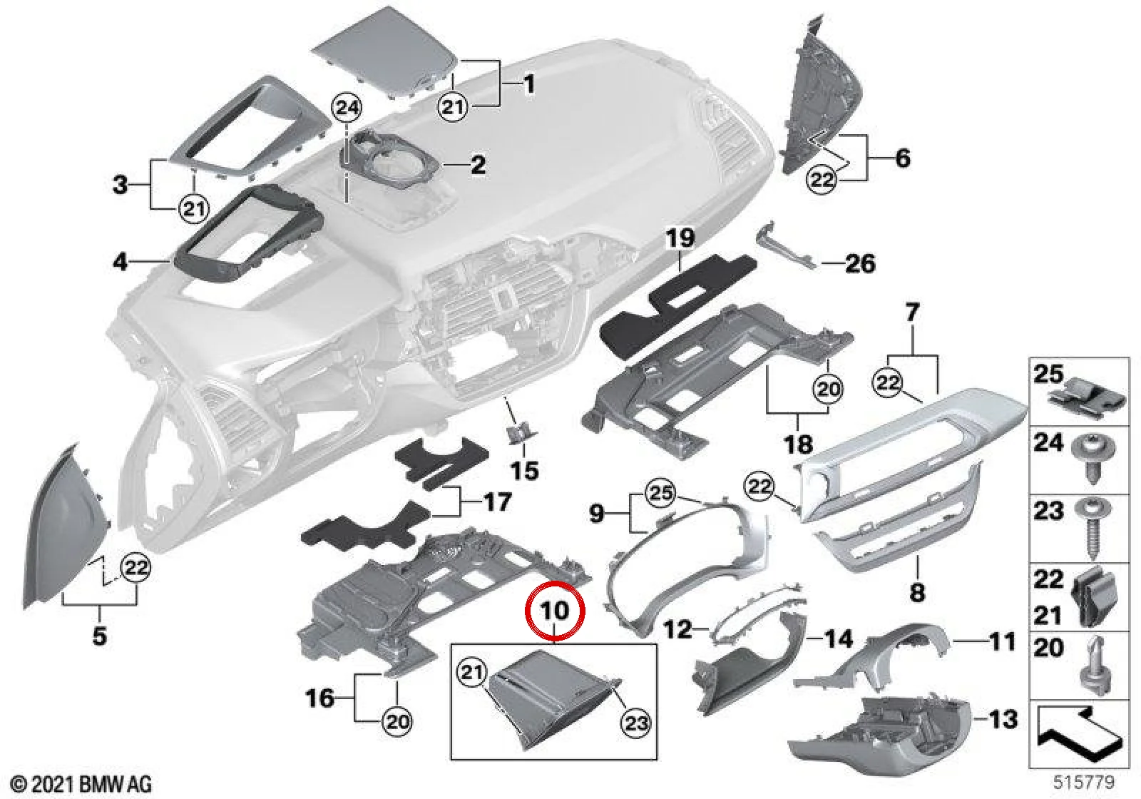 BMW G01 G02 Sürücü Tarafı Torpido Gözü Oyster 51456841812