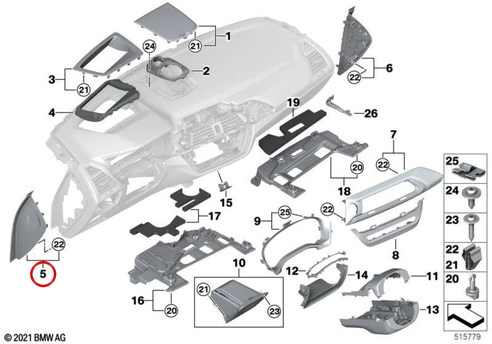 BMW F97 F98 G01 G02… Sol Gösterge Paneli Dekor Trimi 51456841865