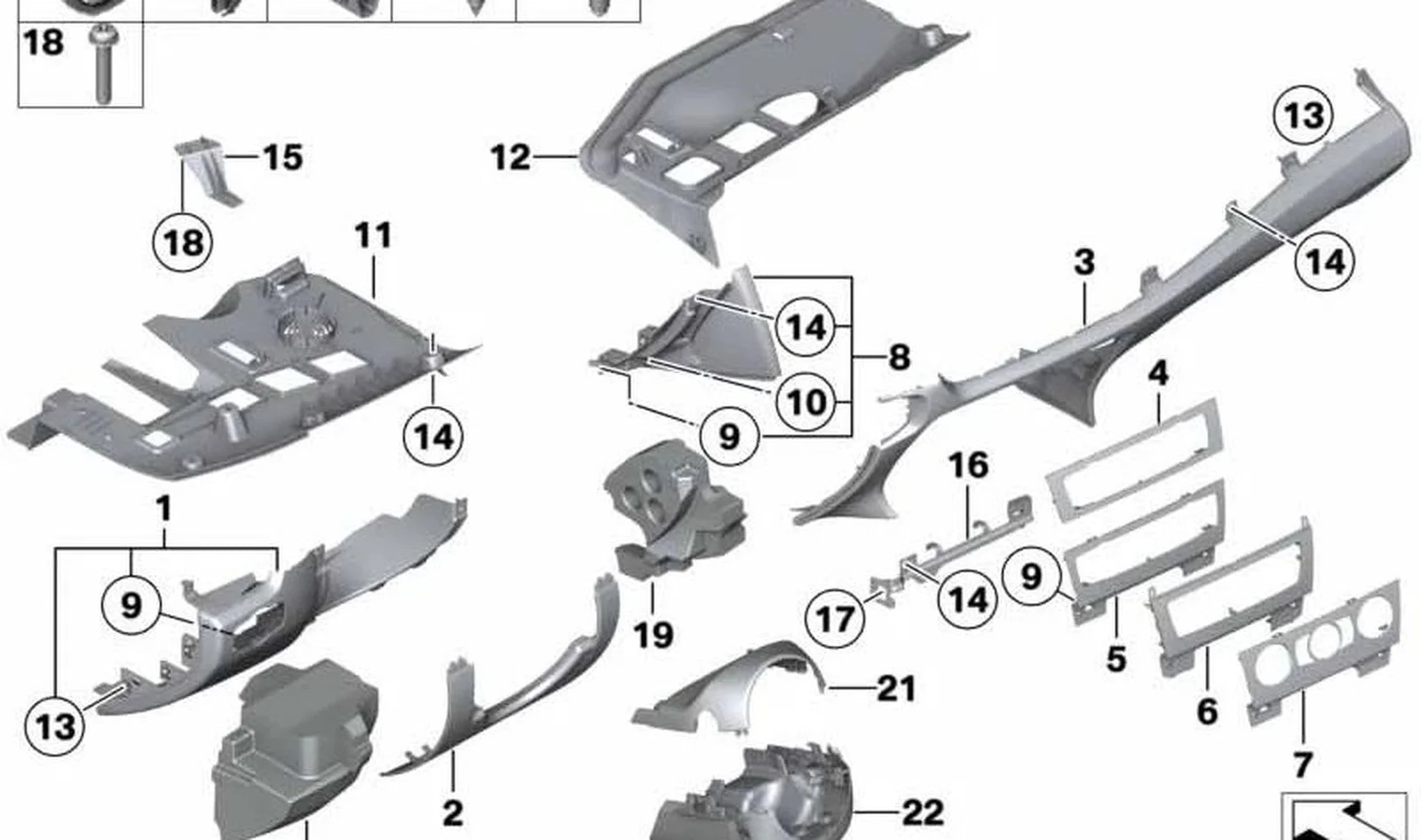 BMW E81 E82 E84 E87… Torpido Alt Braketi 51456980987