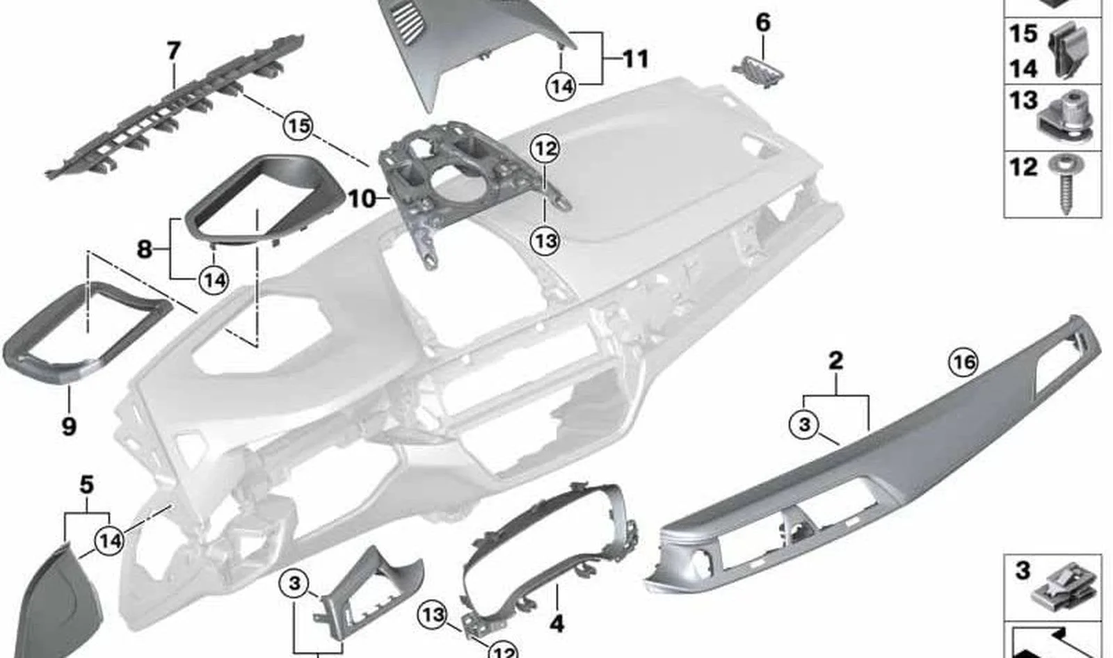 BMW 5 Serisi F90 G30 G31 Torpido Sol Dış Kenar Kaplaması 51456993823
