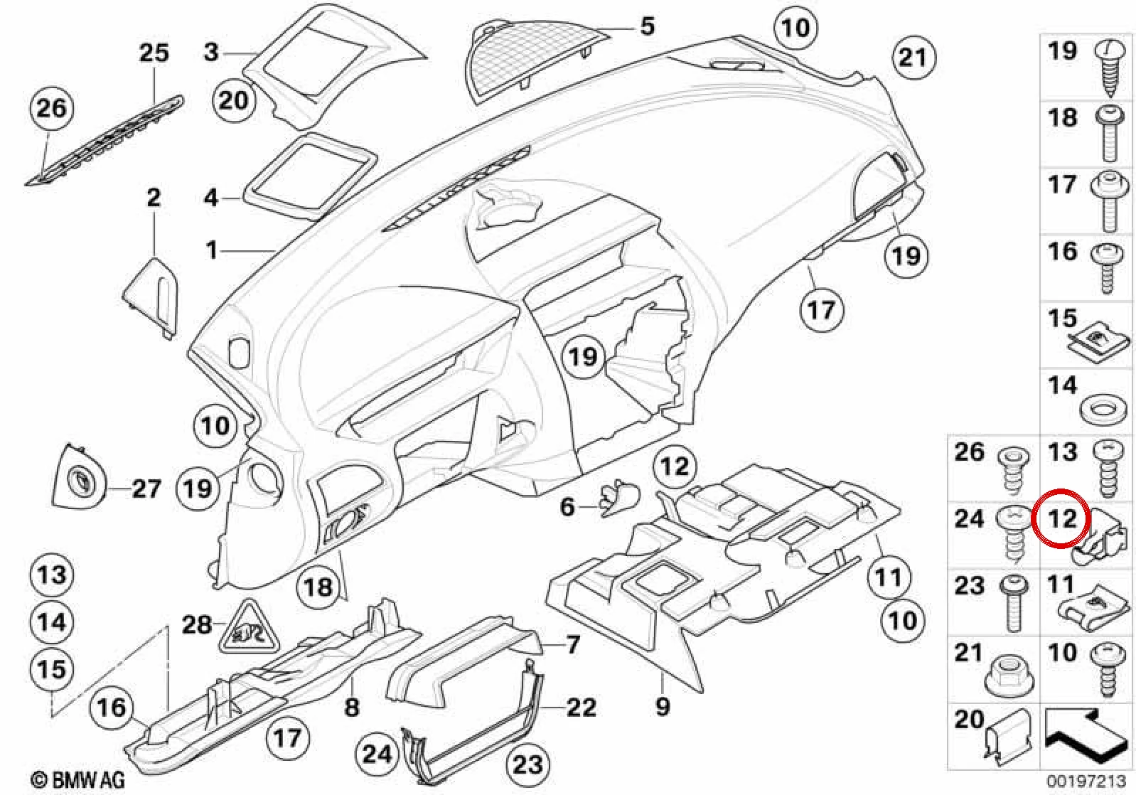 BMW 6 Serisi E63 E64 Torpido Kaplaması Tespit Klipsi 51457127922