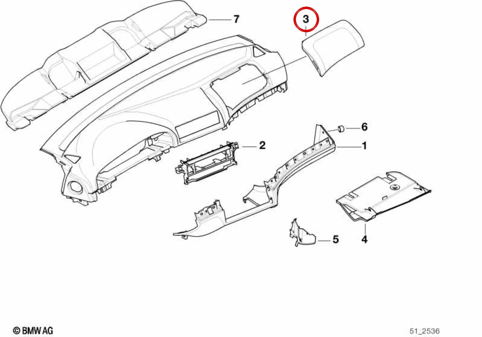 BMW 5 Serisi E39 Torpido Hava Yastığı Kapağı 51457141391