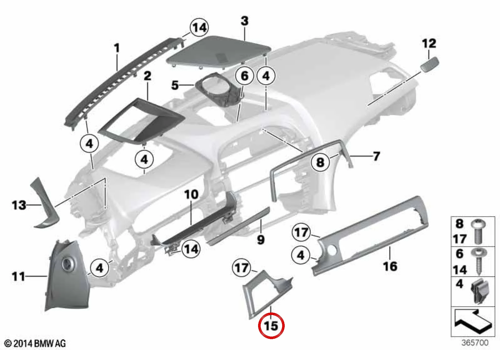 BMW 6 Serisi F06 F12 F13 Sol Karbon Panel Trimi Siyah Krom 51458055853