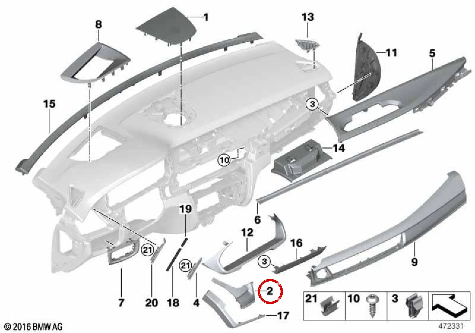 BMW F16 F85 F86 Karbon Fiber Gösterge Paneli Trimi 51458060385