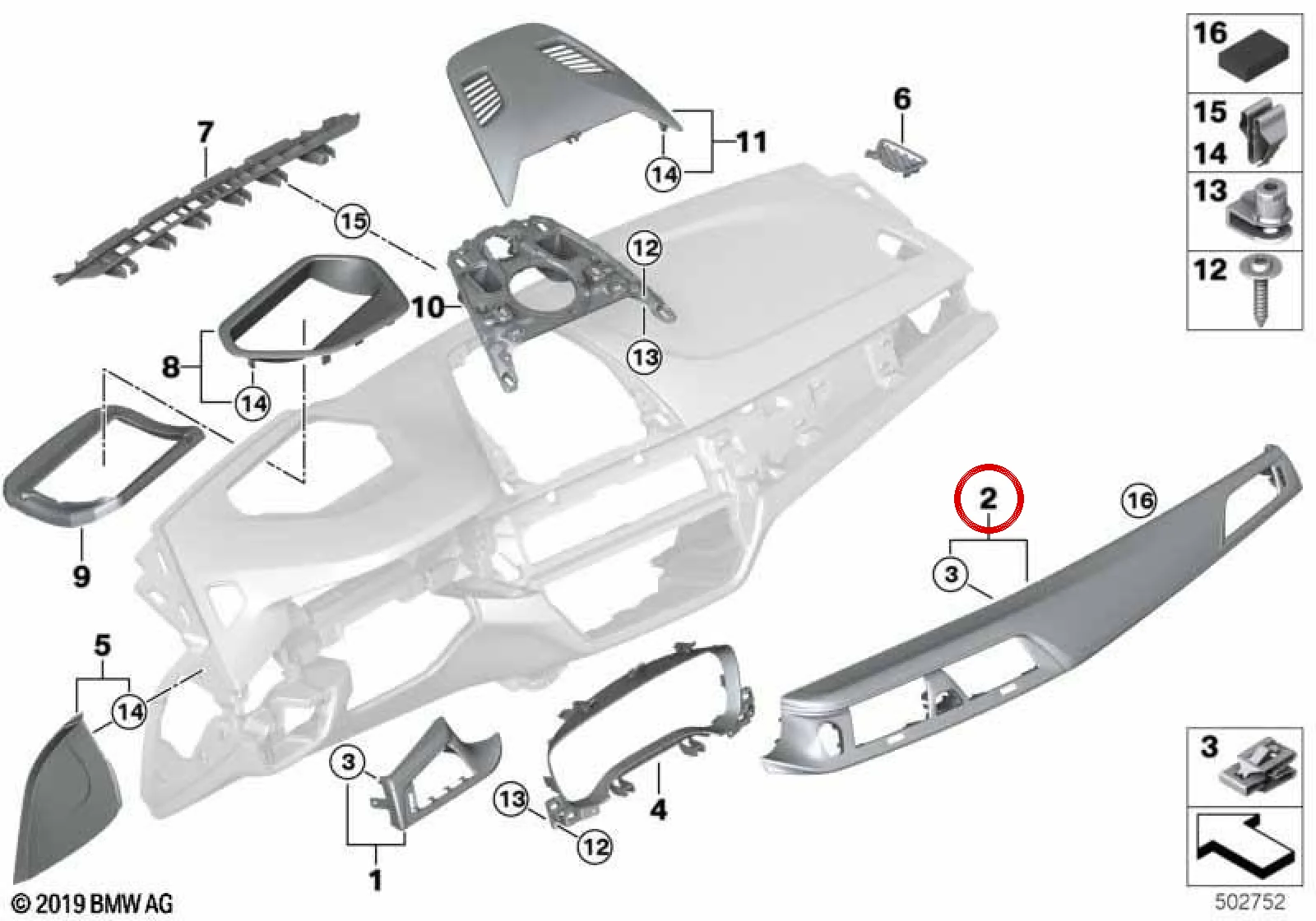 BMW 5 Serisi F90 Yolcu Tarafı Koyu Karbon Torpido Çıtası 51458070550