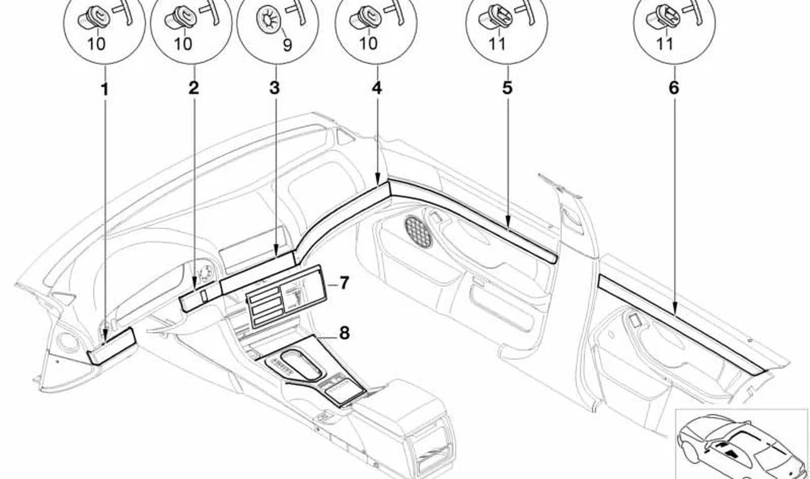 BMW 5 Serisi E39 Torpido Orta Çıtası 51458157454