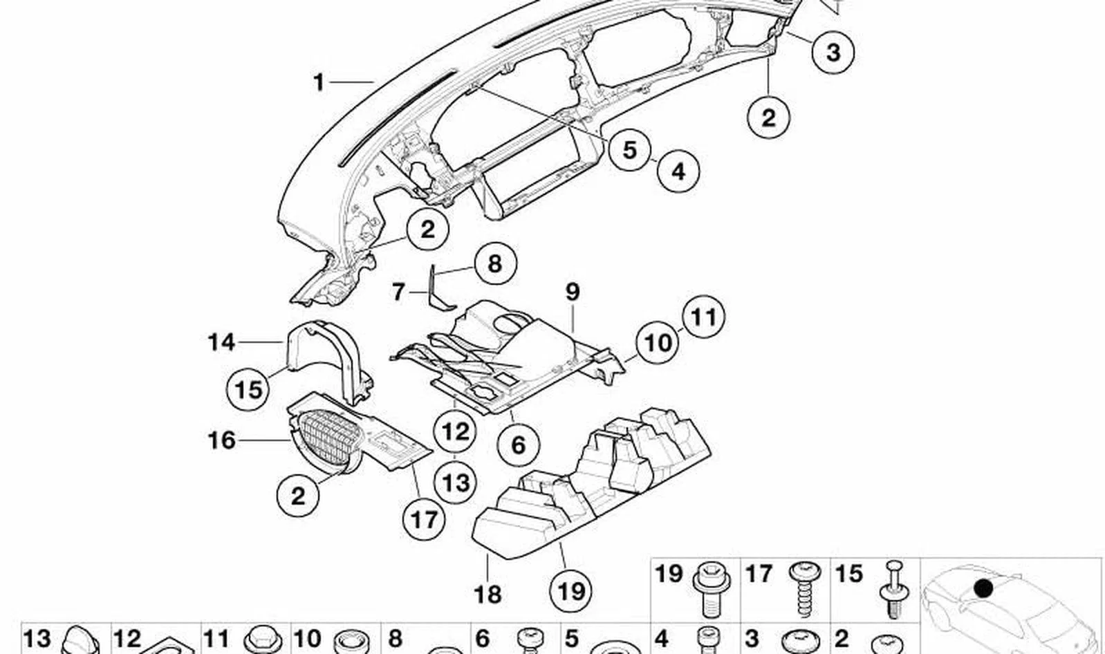 BMW E38 E39 E53 Torpido Kaplama Ara Parçası 51458166654