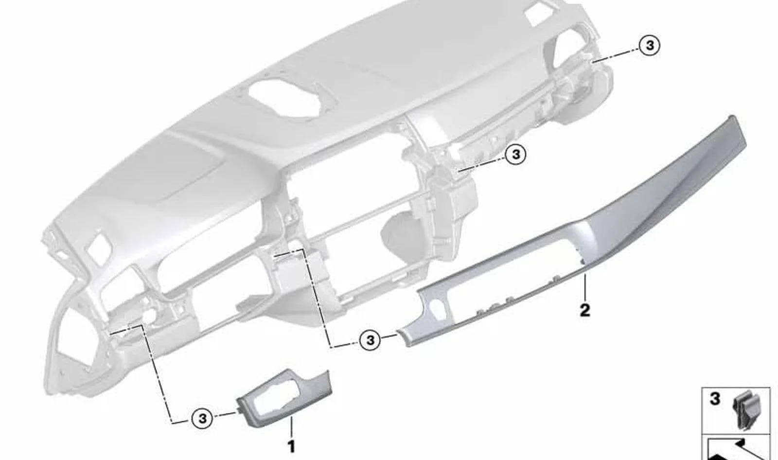 BMW 5 Serisi F10 F11 Yolcu Tarafı İnce Alüminyum Torpido Paneli 51459192958