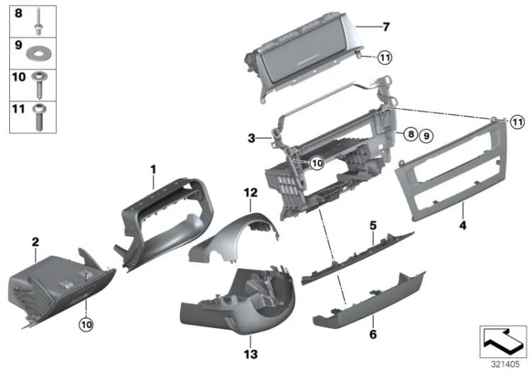 BMW X3 F25 Sağ Direksiyon Orta Konsol Alt Çıtası 51459193775